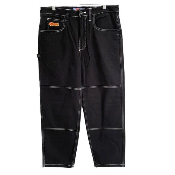 Empyre Loose Relax Baggy Fit Jeans Mens 32 Black Denim Skate Skater Pants Grunge